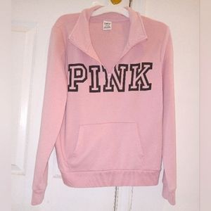Pink Victoria’s Secret Women’s Half Zip Logo Sweatshirt NWOT
